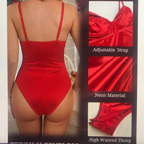 Women’s Sexy Red Corset Red Bodysuit, NWOT - Picture 4 of 9